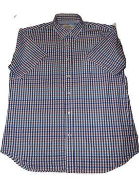 Button Up Short Sleeve Plaid Shirt XL Colours by Alexander Julian Blue Pink